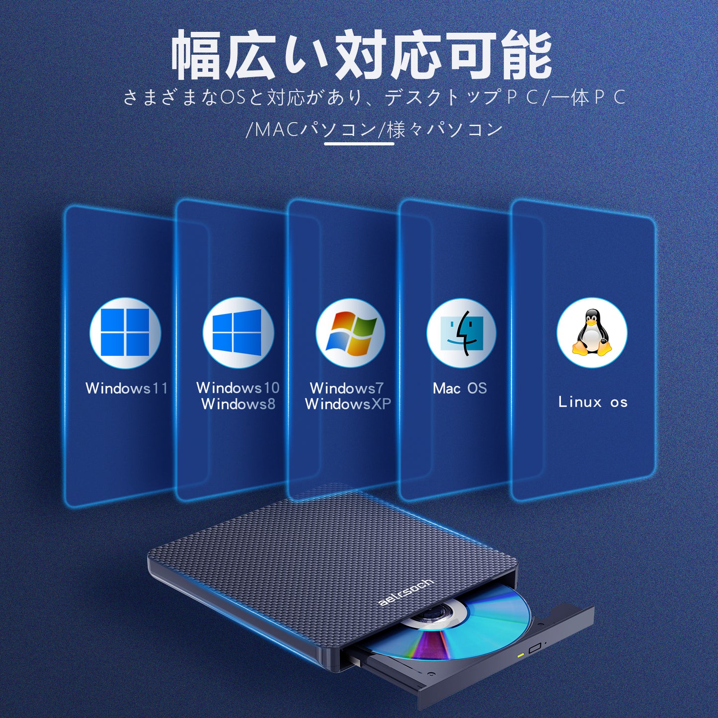 ブルーレイドライブ 外付け blu-ray プレーヤー dvd ブルーレイ対応 USB-A+Type-c（USB-C）ポート対応 WIN7-11/MAC対応 ノートパソコン対応 黒色bdドライブ